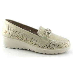 MOCASIN CUÑA TROQUELADO PLATINO