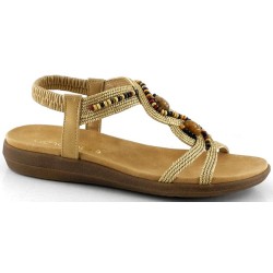 SANDALIA CONFORT TIRAS PEDRERIA BRONCE