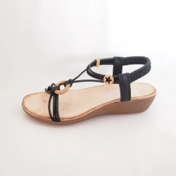 SANDALIA ANILLA DORADA TIRAS STRASS NEGR