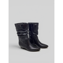BOTA ALTA CUÑA ARRUGADA BLACK