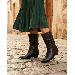 BOTA ALTA CUÑA ARRUGADA BLACK